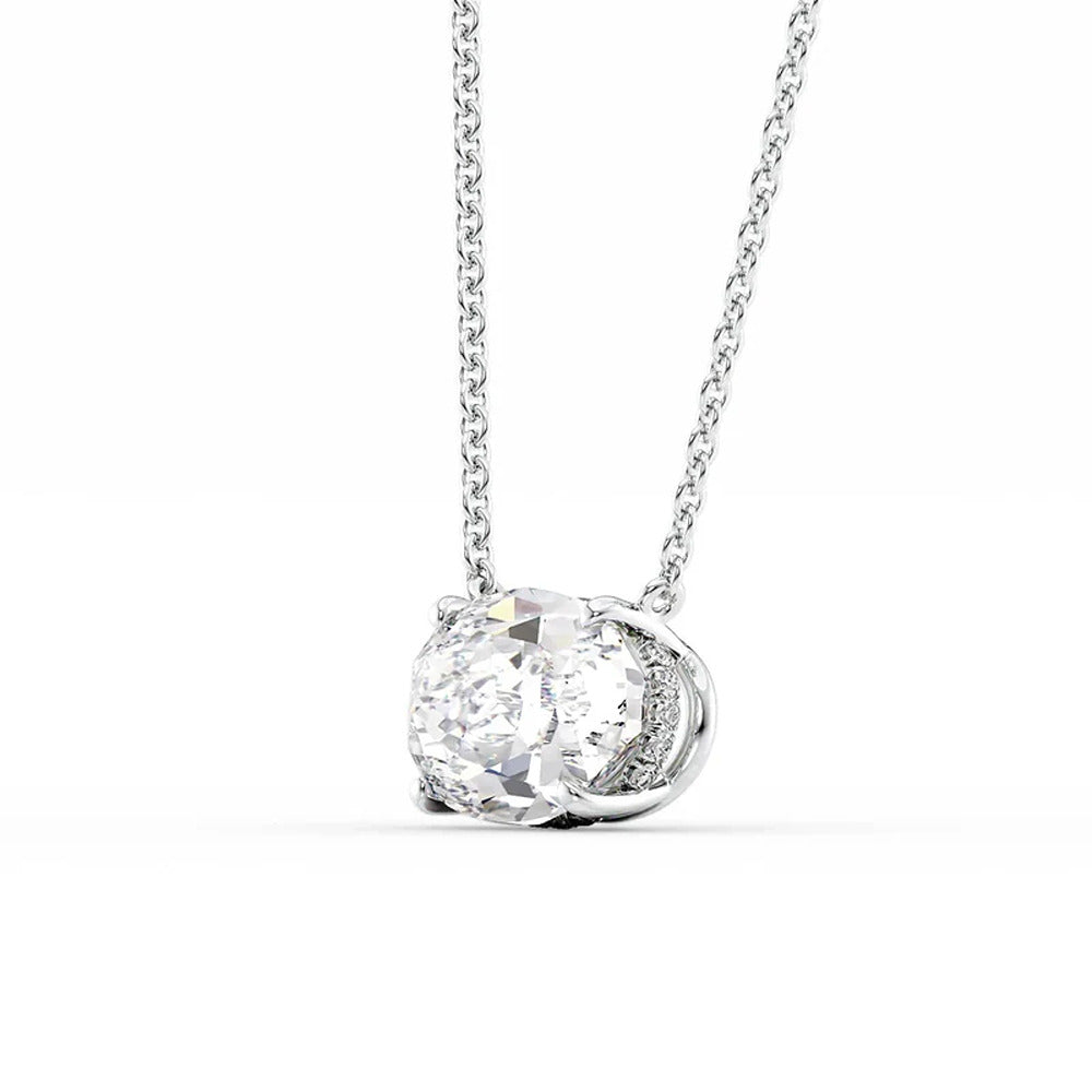 Oval Cut Moissanite Hidden Halo Pendant For Her