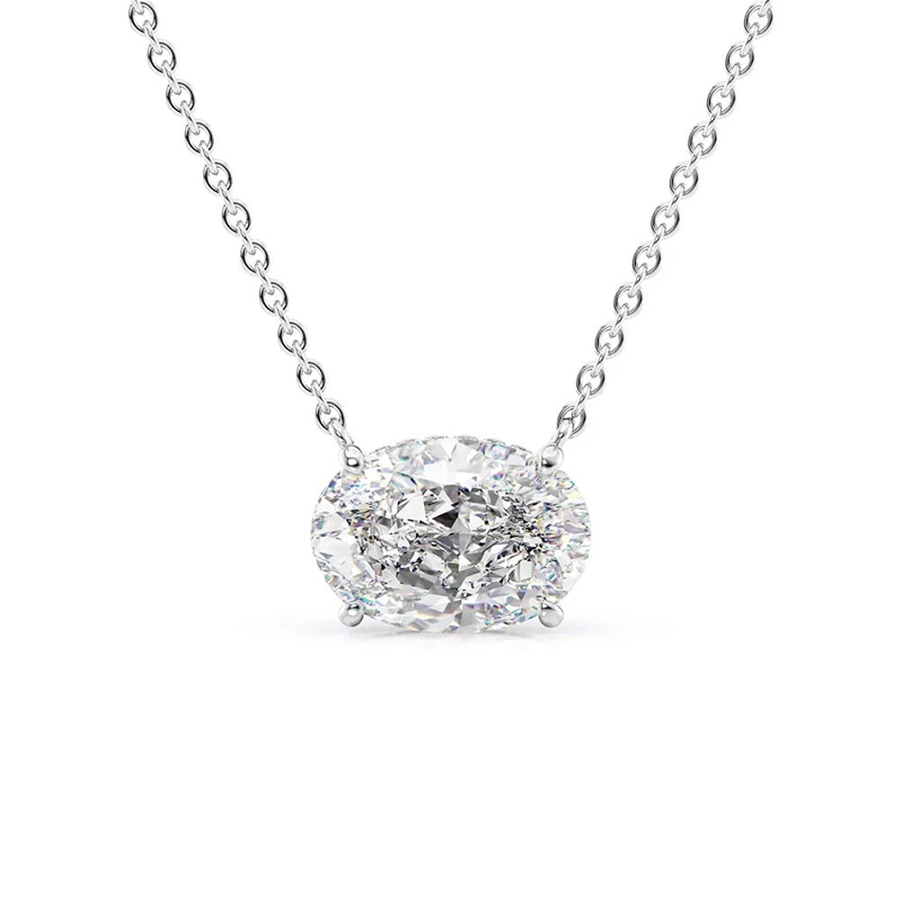 Oval Cut Moissanite Hidden Halo Pendant For Her