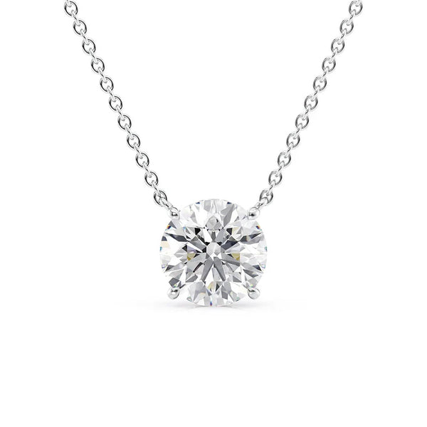 Round Brilliant Cut Moissanite Hidden Halo Pendant