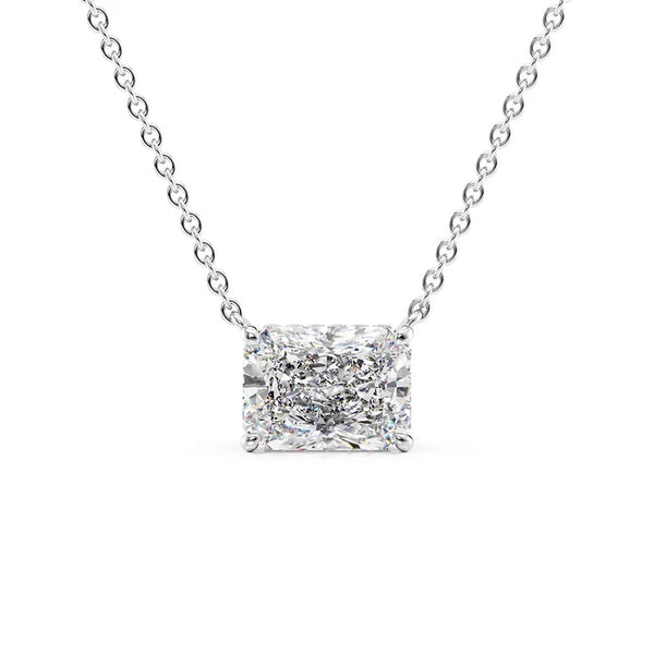 Radiant Cut Hidden Halo Moissanite Pendant For Her