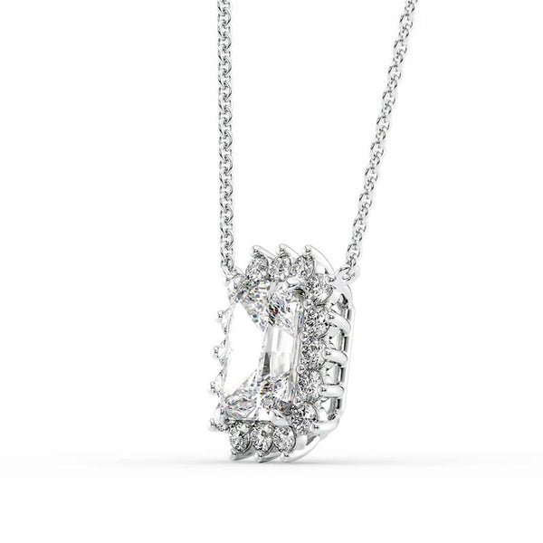 Moissanite Radiant Cut Halo Pendant For Her