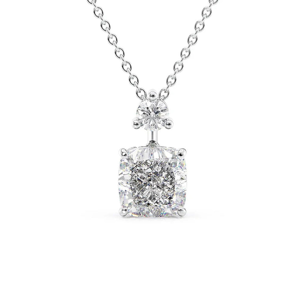 Hidden Halo Cushion Cut Moissanite Pendant