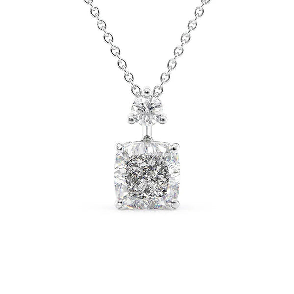 Hidden Halo Cushion Cut Moissanite Pendant