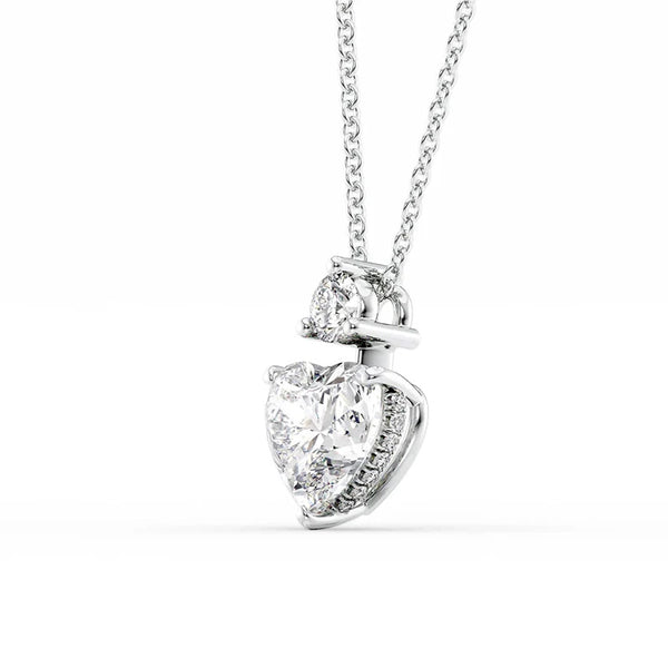 Colorless Moissanite Heart Cut Hidden Halo Pendant