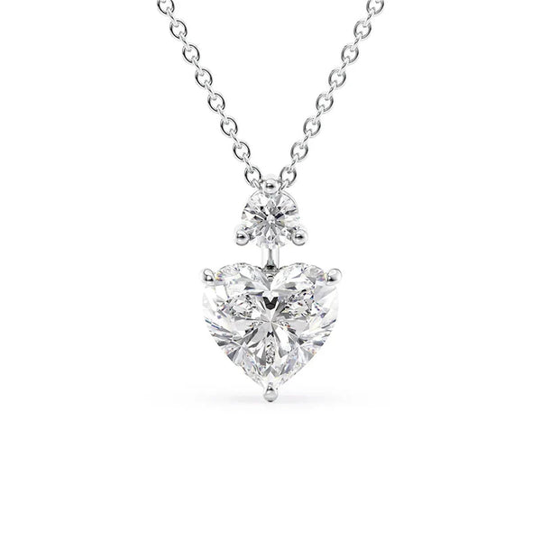 Colorless Moissanite Heart Cut Hidden Halo Pendant