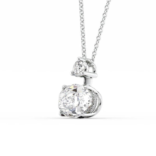 Hidden Halo Moissanite Oval Cut Pendant