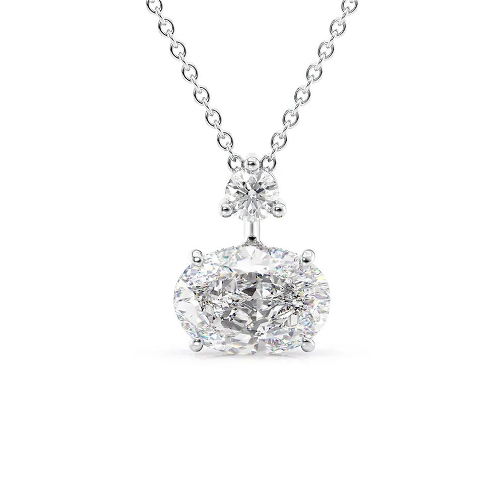 Hidden Halo Moissanite Oval Cut Pendant