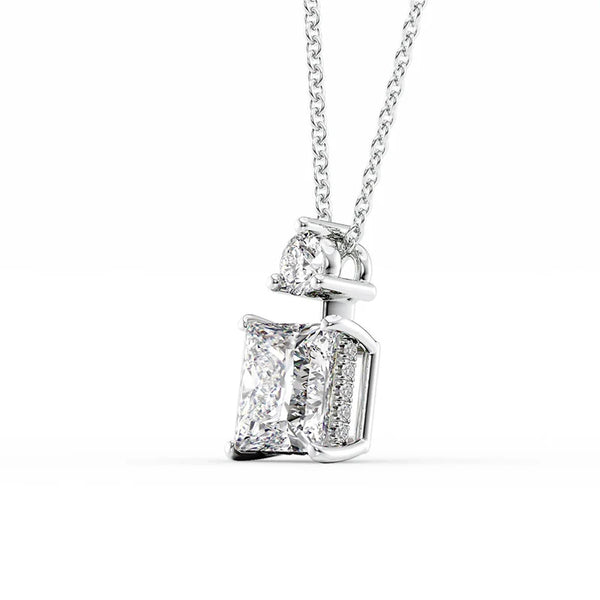Colorless Moissanite Princess Cut Hidden Halo Pendant