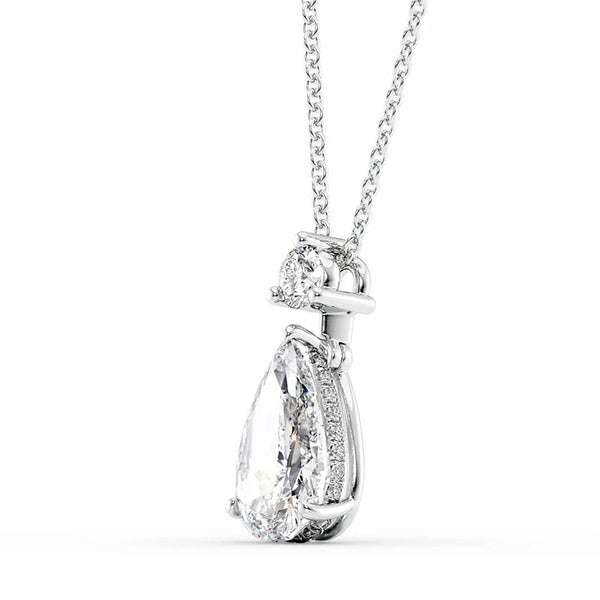 VVS1 Moissanite Pear Cut Hidden Halo Pendant