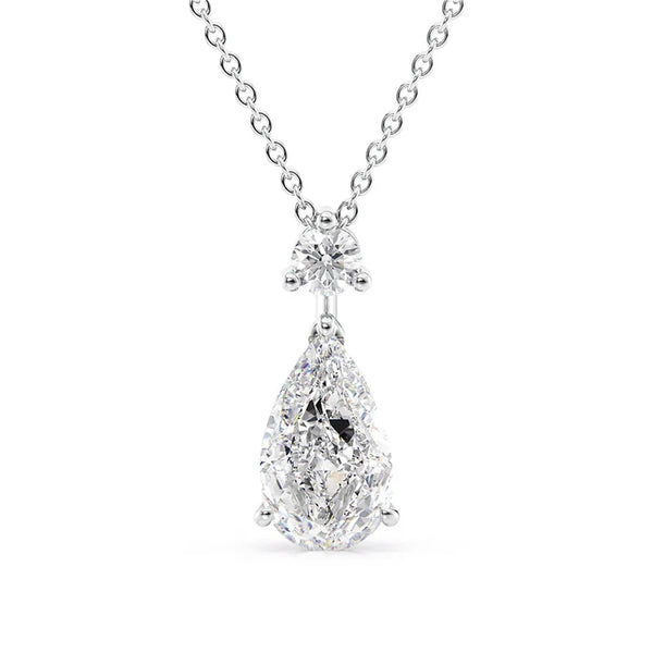 VVS1 Moissanite Pear Cut Hidden Halo Pendant