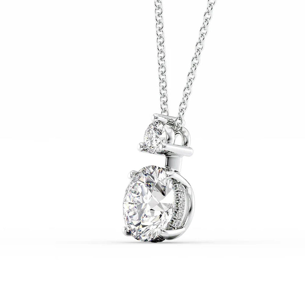 Round Cut Moissanite Hidden Halo Pendant For Her