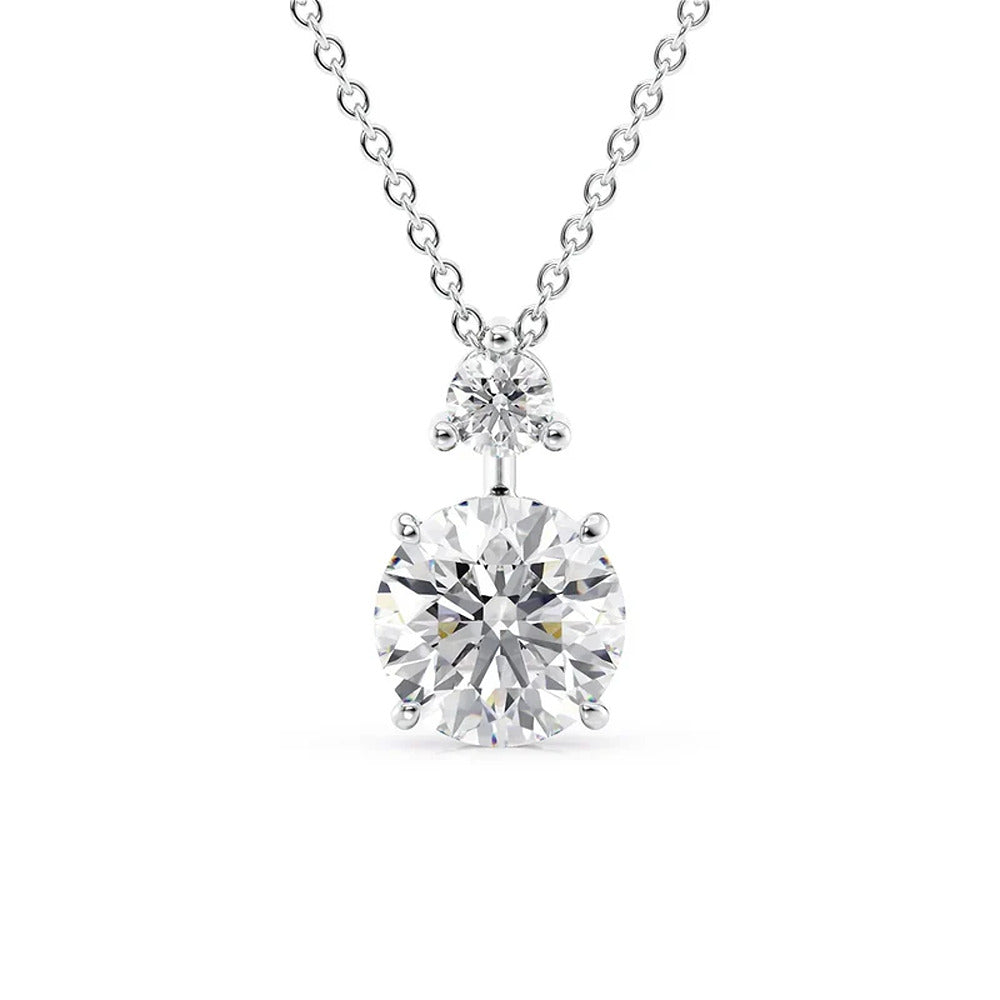 Round Cut Moissanite Hidden Halo Pendant For Her