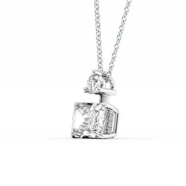Radiant Cut Hidden Halo VVS1 Moissanite Pendant