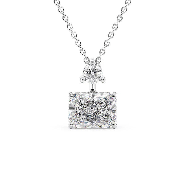 Radiant Cut Hidden Halo VVS1 Moissanite Pendant