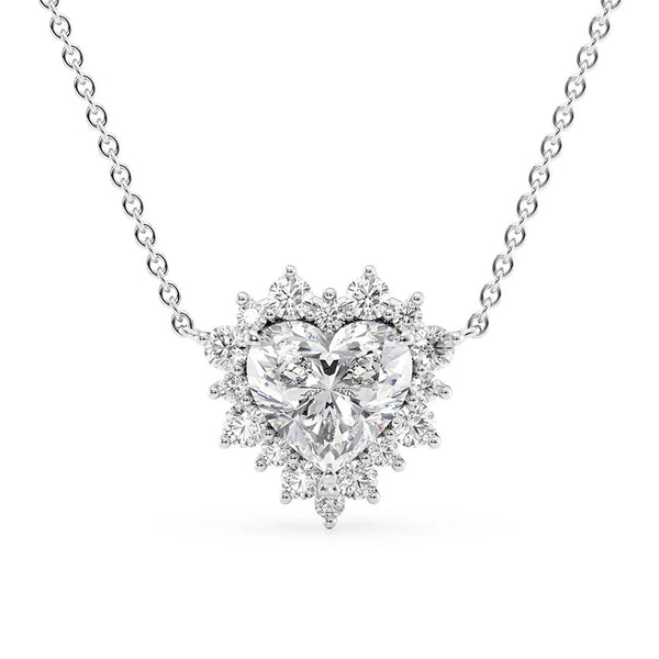 Heart Cut VVS1 Moissanite Diamond Halo Pendant