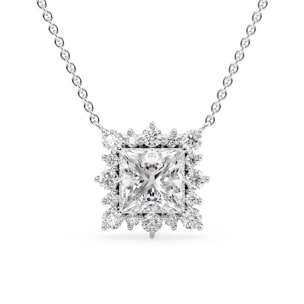 Princess Cut VVS1 Moissanite Diamond Pendant