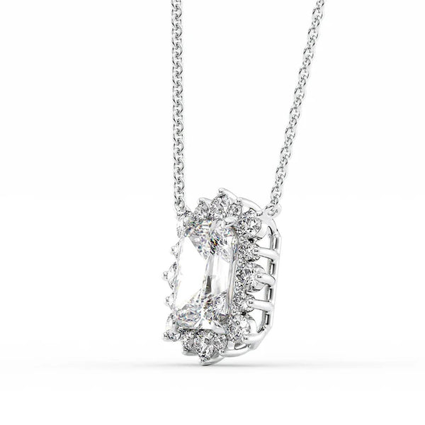 Radiant Cut VVS1 Moissanite  Sunflower  Halo Pendant