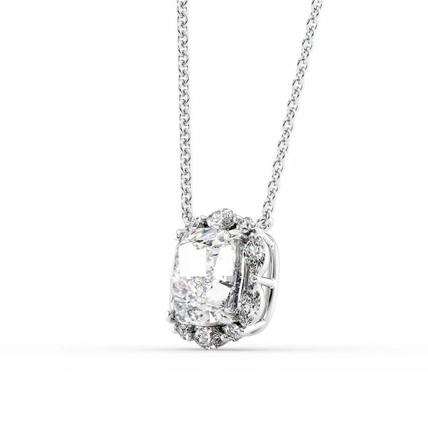 Cushion Cut Moissanite Unique Halo Pendant