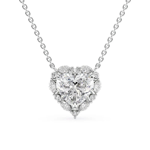VVS1 Moissanite Pendant Hear Cut Halo Pendant