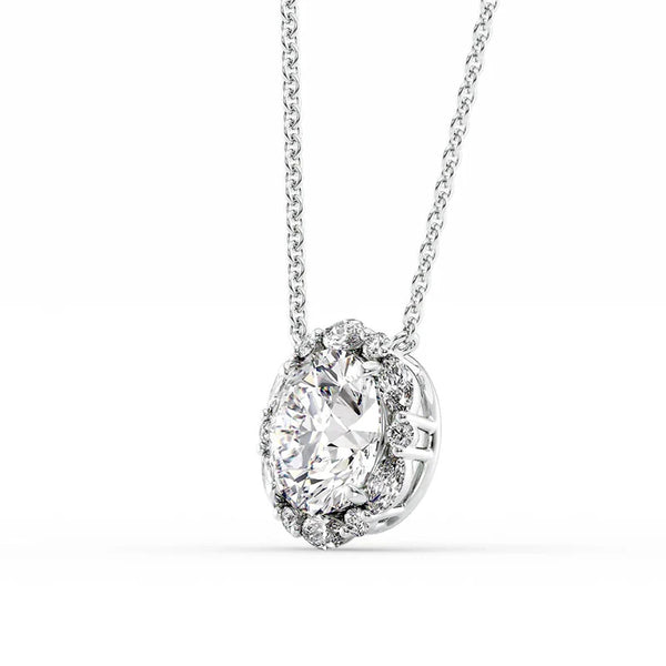 Round Brilliant Cut Halo Pendant Gift For Women