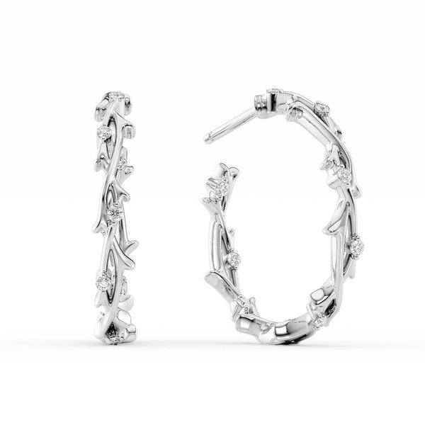 Daily Wear Luxury White Gold Thorn Moissanite Hoop Earring