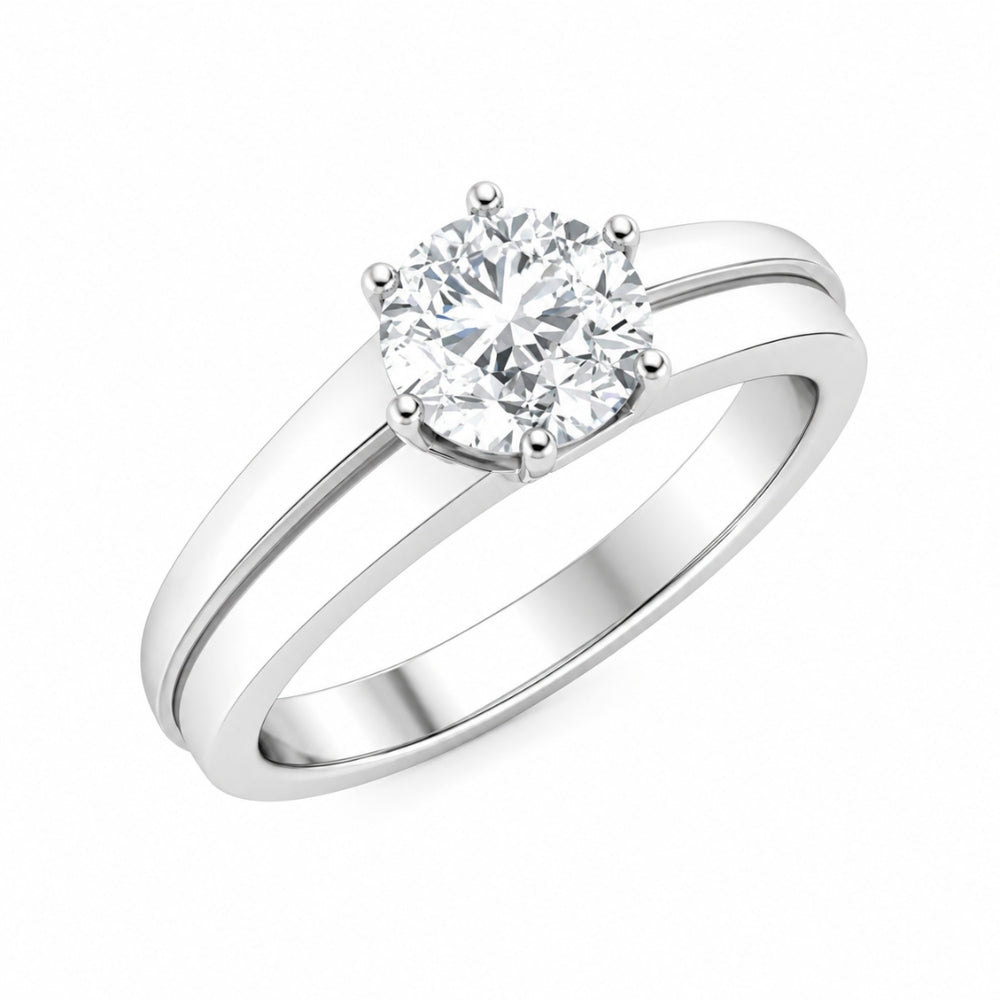 Round Cut Lab Grown Diamond Six Prong Solitaire Engagement Ring