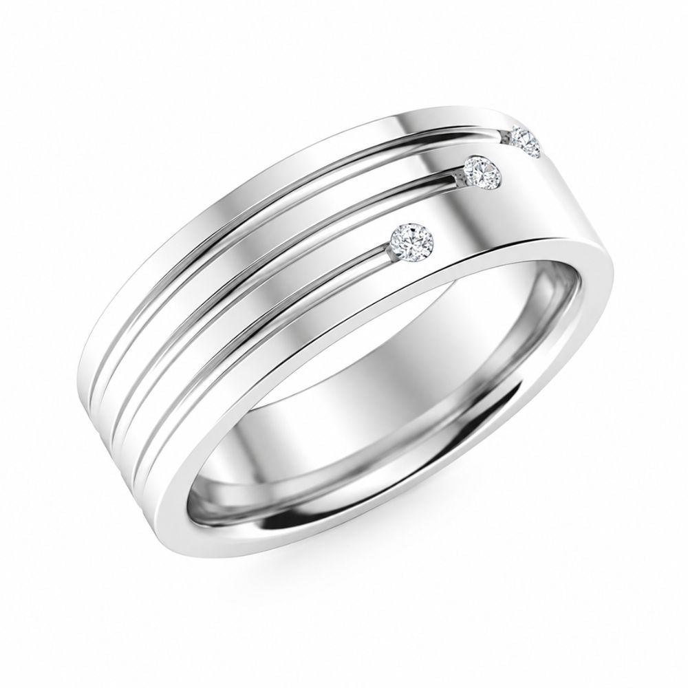Round Cut Lab Grown Diamond Flush Set Men's Wedding Band