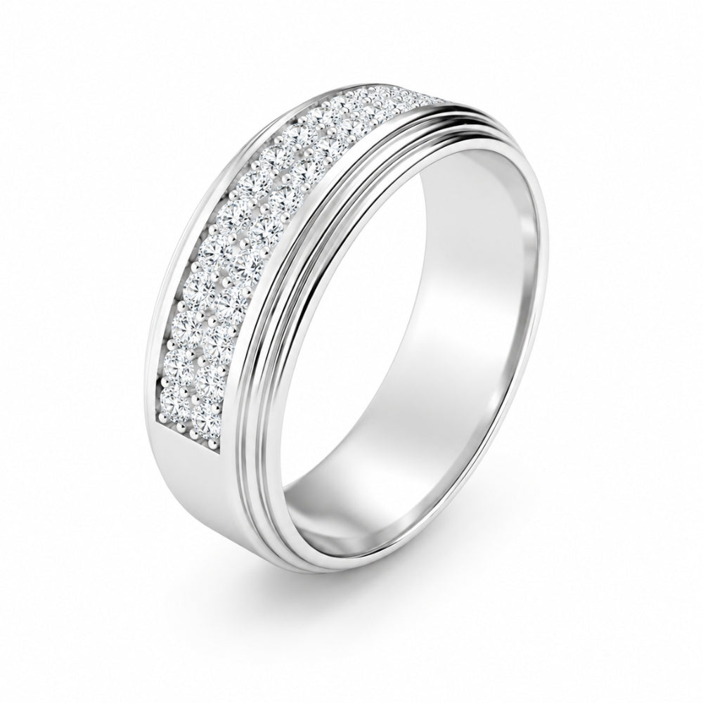 Round Cut Pave Set Lab Grown Diamond Band For Anniversary Gift