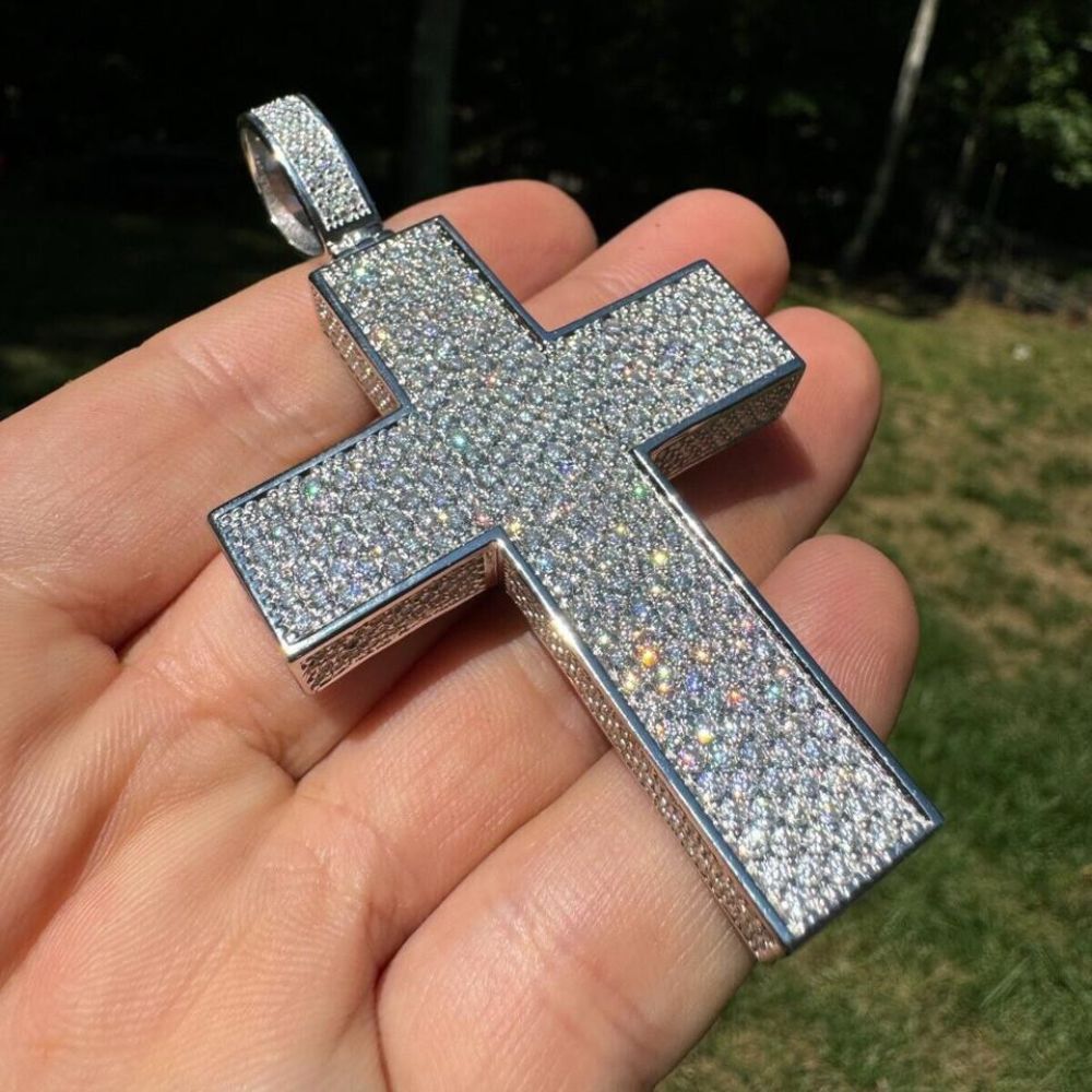 Iced Out Moissanite Diamond Cross Hip Hop Pendant For Men's