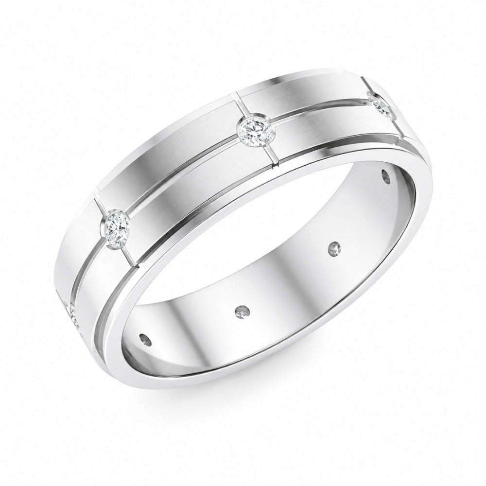 Round Cut Flush Set Lab Grown Diamond Men's Wedding Band