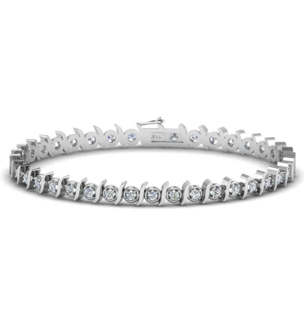 Round Cut Moissanite Bezel Set Bracelet For Birthday Gift