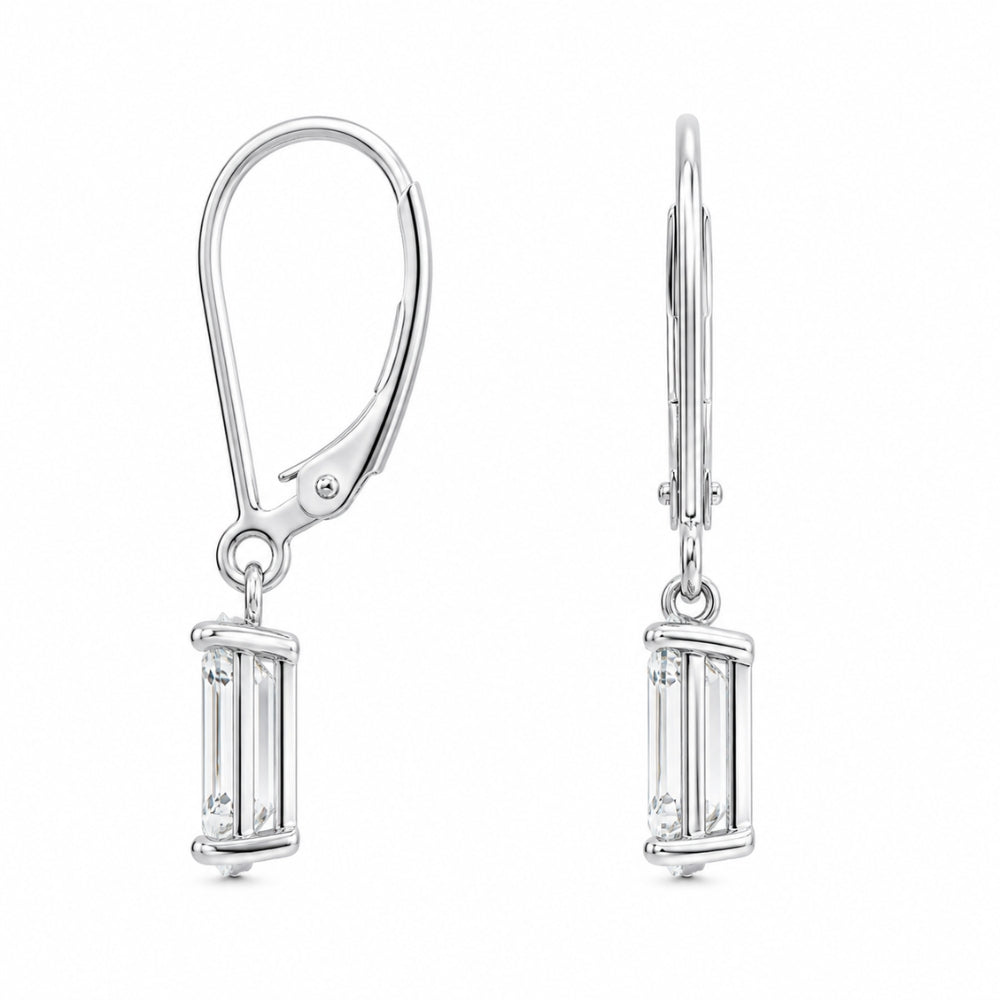 Moissanite Emerald Cut Solitaire Women's Earring For Anniversary Gift