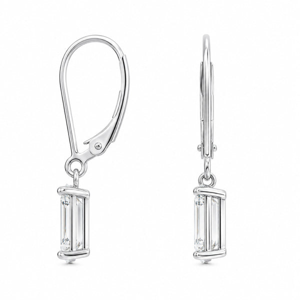Moissanite Emerald Cut Solitaire Women's Earring For Anniversary Gift