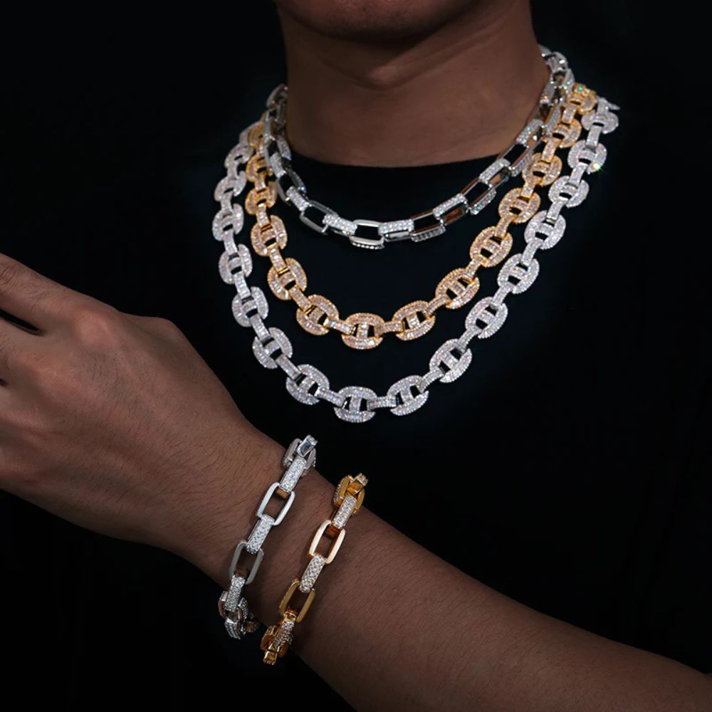 Baguette Cut & Round Cut Lab Grown Diamond Cuban Link Chain