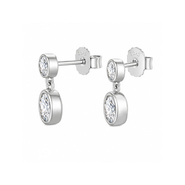 Bezel Set Moissanite Round Cut Drop Dangle Earrings For Her