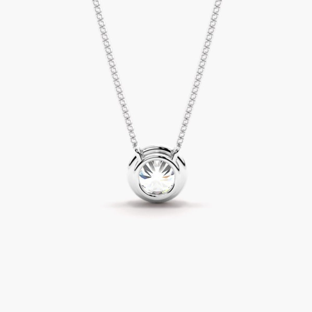 VVS1 Moissanite Round Cut Bezel Set Solitaire Pendant