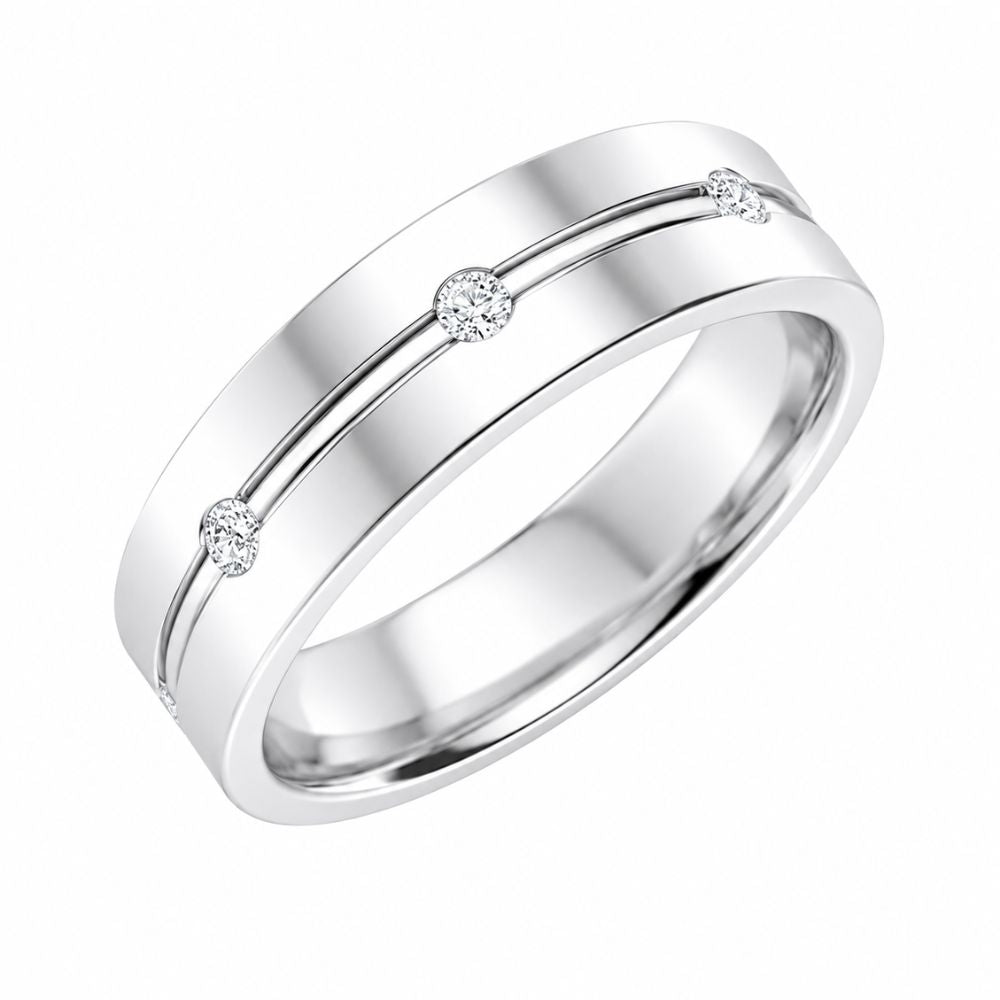 Lab Grown Diamond Round Cut Flush Set Wedding Band For Him