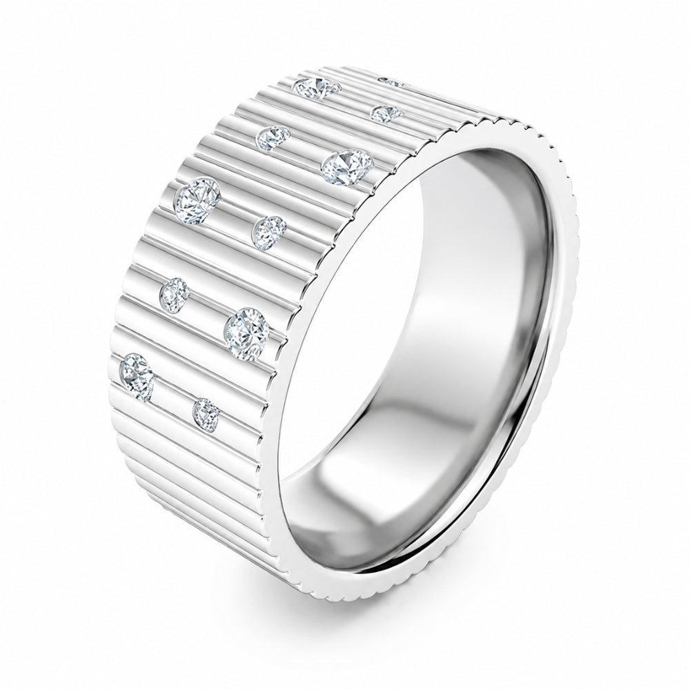 Lab Grown Diamond Round Cut Flush Set Wedding Band