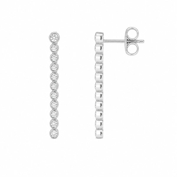 Round Cut Bezel Set Moissanite Classic Drop Dangle Earring