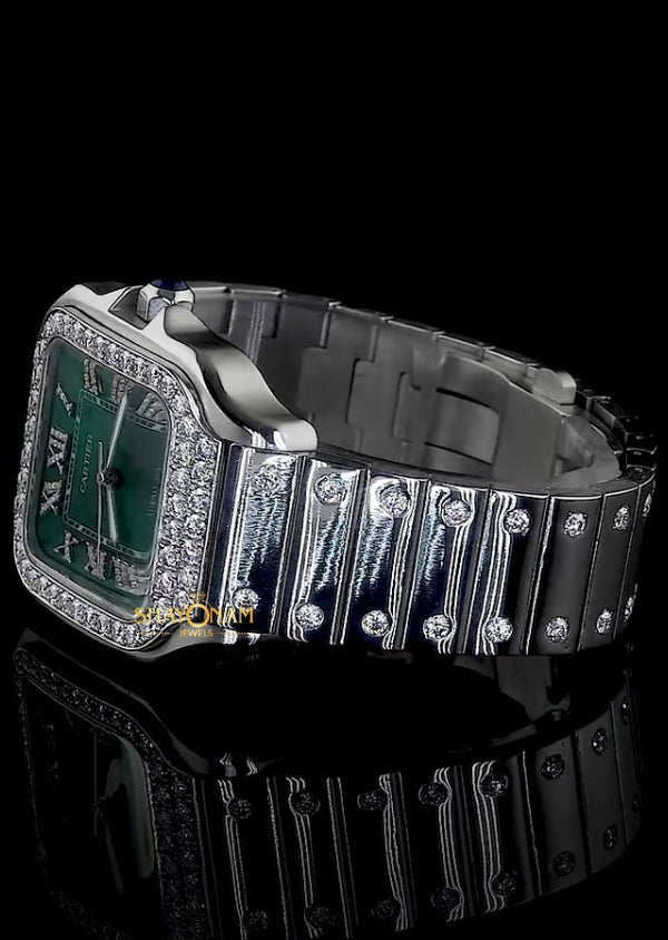 Green Dial Moissanite Diamond Automatic Luxury Watch