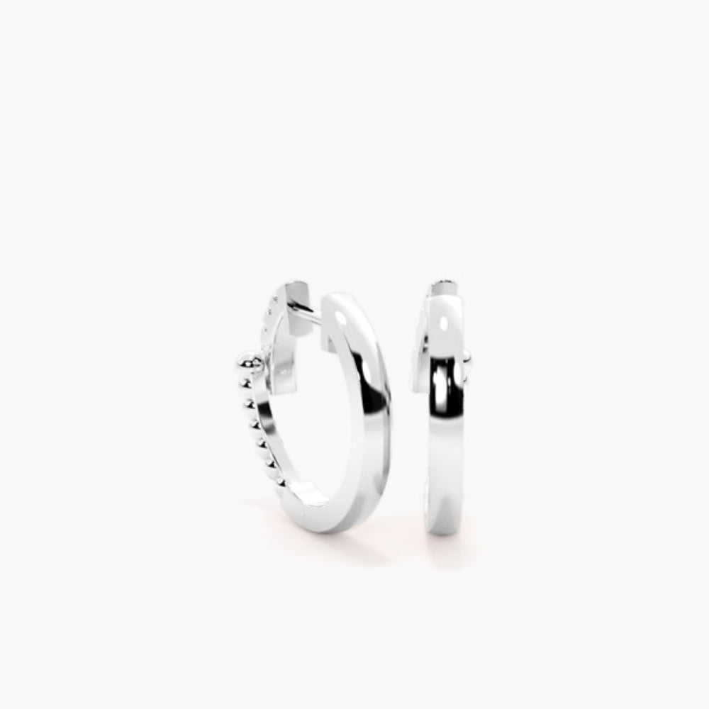 Round Cut Moissanite Filligree Style Hoop Earring