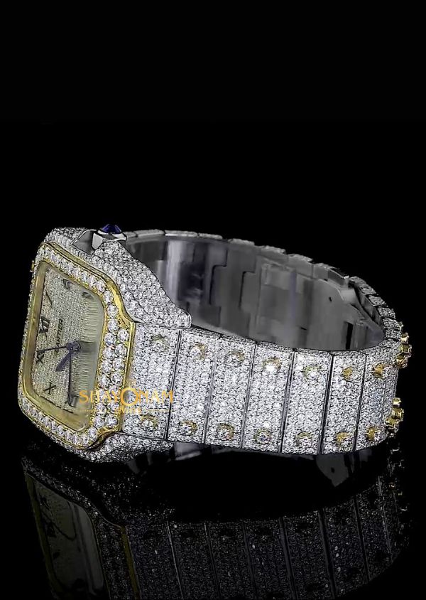 Iced Out Dual Tone Moissanite Diamond Luxury Watches For Men's