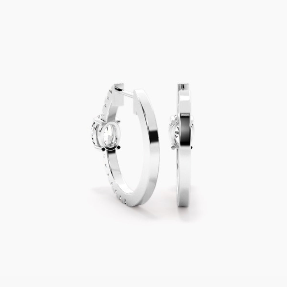 Oval Cut Moissanite Lever Back Hoop Earrings