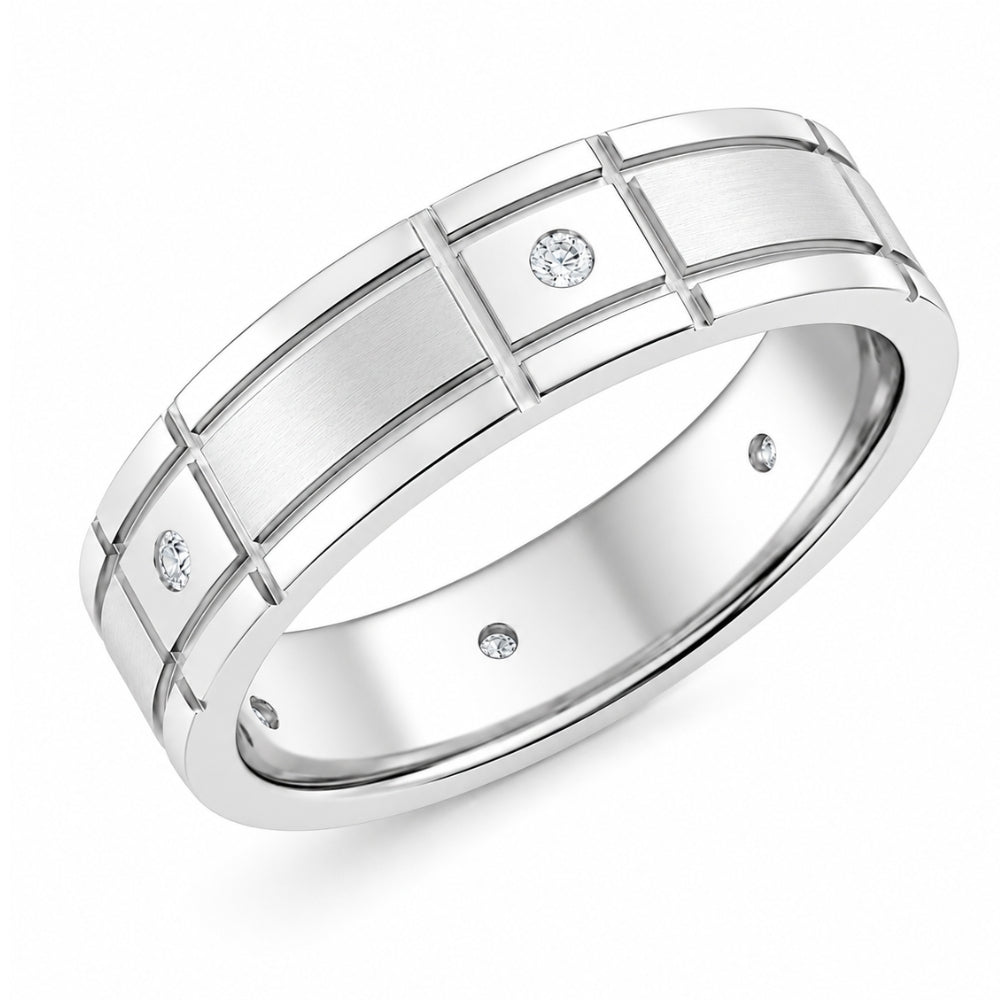 Lab Grown Diamond Round Cut Flush Set Wedding Band For Men