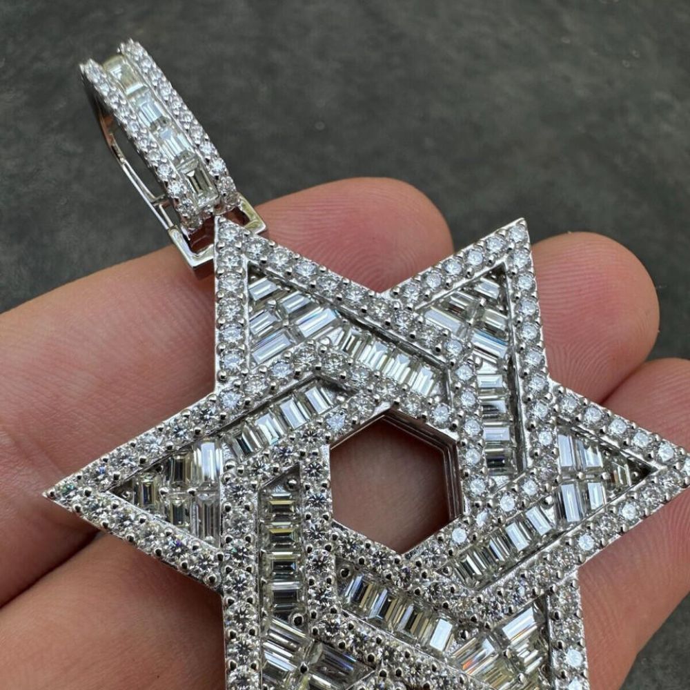 Moissanite David Star Iced Out Hip Hop Pendant For Him