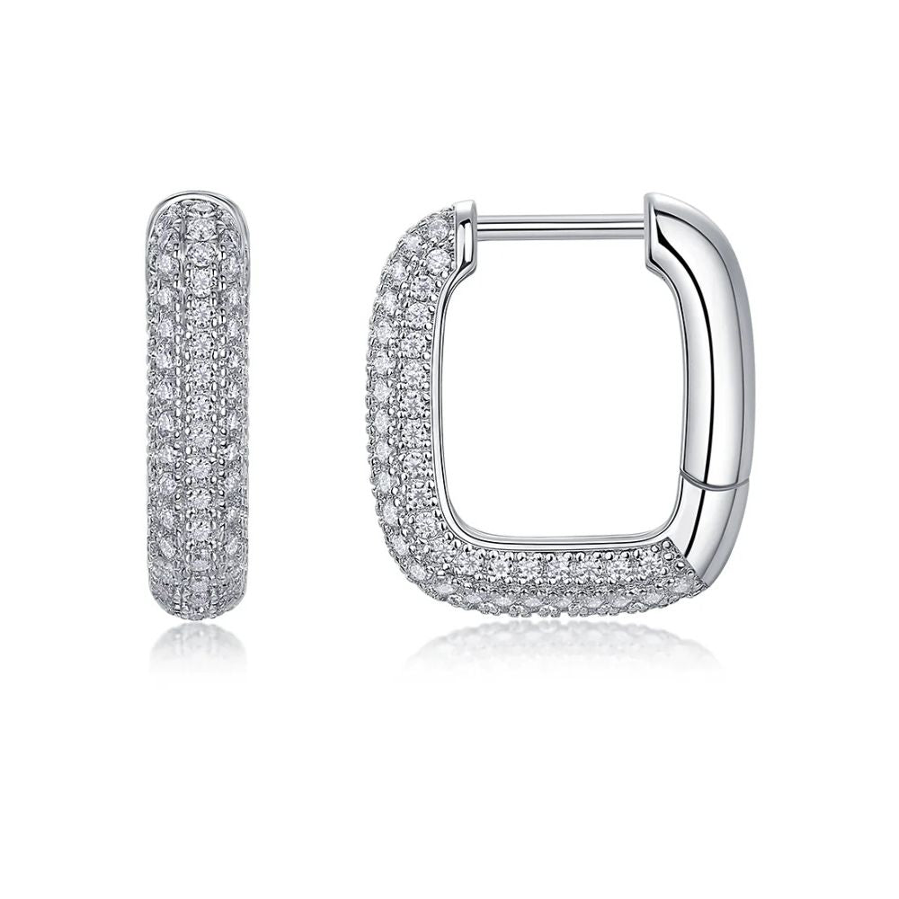 Moissanite Round Cut Women's Hoop Earrings