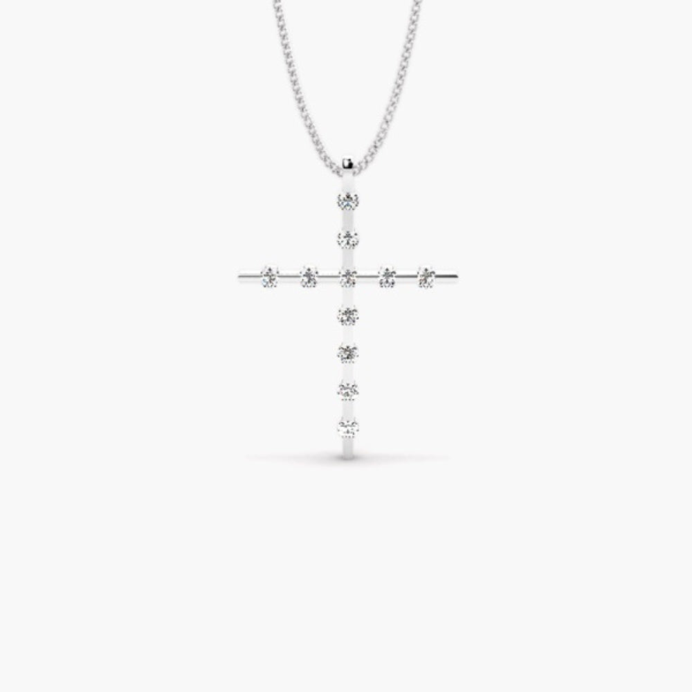 Moissanite Round Cut Distance Pave Set Pendant