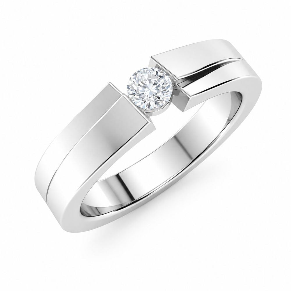 Round Cut Lab Grown Diamond Bar Set Solitaire Men's Ring For Anniversary Gift