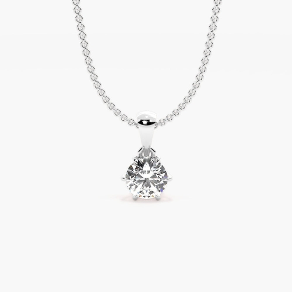 Round Cut Moissanite Hidden Halo Pendant