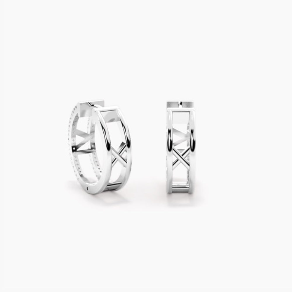 Round Cut Moissanite Pave Set Hoop Earrings For Women